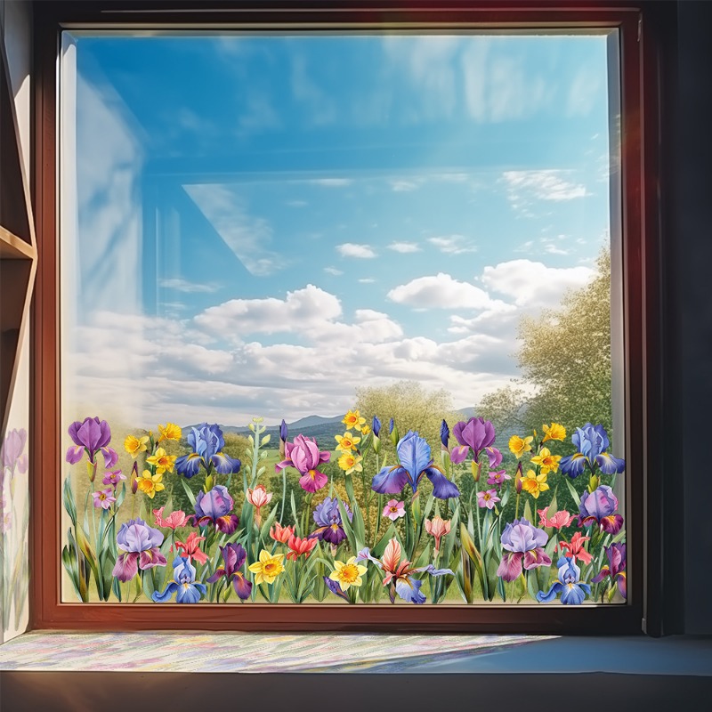 Pvc Panel Background - Bunte schöne Iris-Blumen-Wandaufkleber für Zuhause, Wohnzimmer,